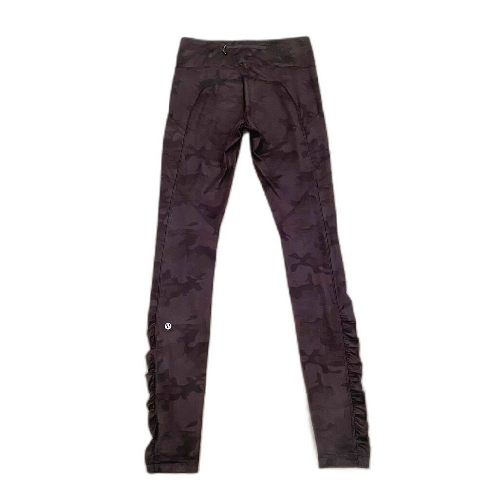 Lululemon Speed Tight Leggings Black Gray Camo Ruched size 4 RARE EUC - Picture 3 of 7